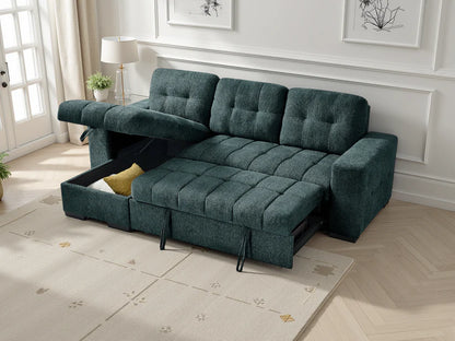 Palermo Universal Corner Sofa Bed In Blue Fabric with Storage