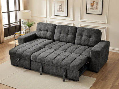 Palermo Universal Corner Sofa Bed In Grey Fabric with Storage
