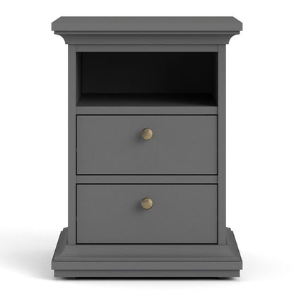 Paris Bedside 2 Drawers in Matt Grey - UK