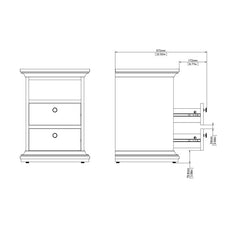Paris Bedside 2 Drawers in Matt Grey - UK - Furniture One Shop