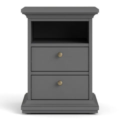 Paris Bedside 2 Drawers in Matt Grey - UK - Furniture One Shop