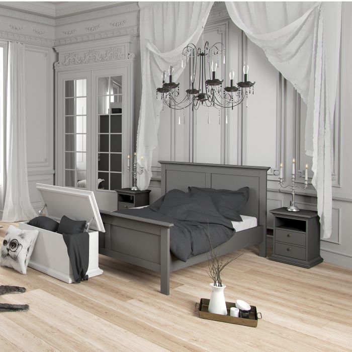 Paris Bedside 2 Drawers in Matt Grey - UK