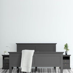 Paris Bedside 2 Drawers in Matt Grey - UK - Furniture One Shop