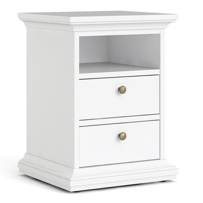 Paris Bedside 2 Drawers in White - UK