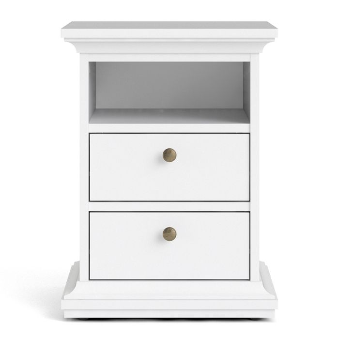 Paris Bedside 2 Drawers in White - UK