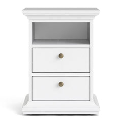 Paris Bedside 2 Drawers in White - UK - Furniture One Shop