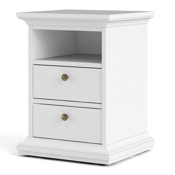 Paris Bedside 2 Drawers in White - UK