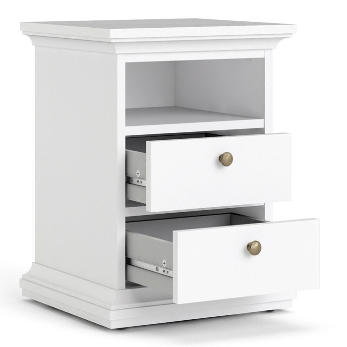 Paris Bedside 2 Drawers in White - UK