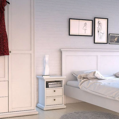 Paris Bedside 2 Drawers in White - UK