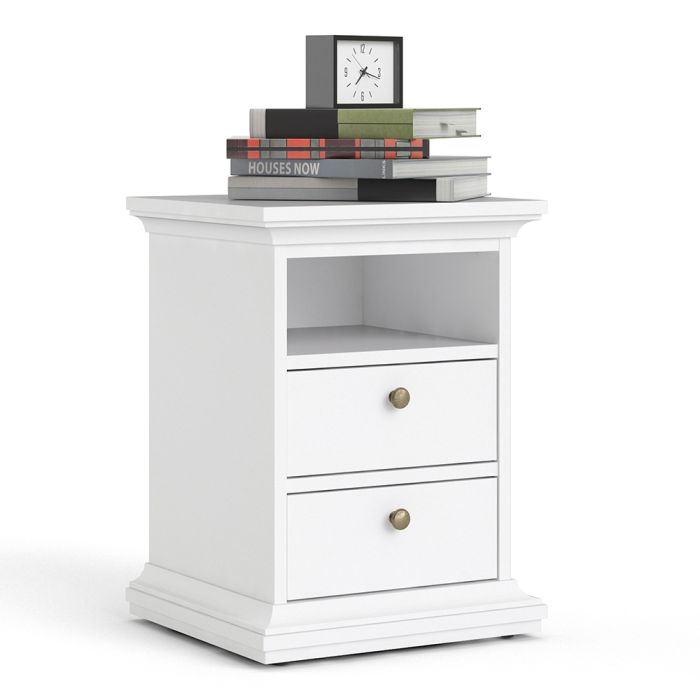 Paris Bedside 2 Drawers in White - UK