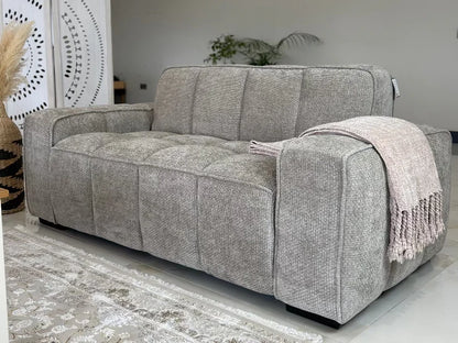 Paris Channel Tufted 2 Seater Sofa In Beige Fabric - Furniture One Shop