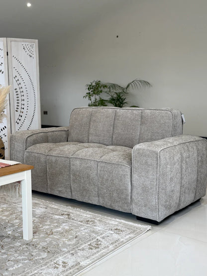 Paris Channel Tufted 2 Seater Sofa In Beige Fabric - Furniture One Shop