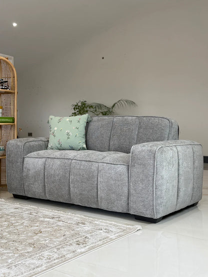 Paris Channel Tufted 2 Seater Sofa In Grey Fabric - Furniture One Shop