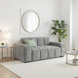 Paris Channel Tufted 2 Seater Sofa In Grey Fabric