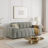 Paris Channel Tufted 3 Seater Sofa In Grey Fabric