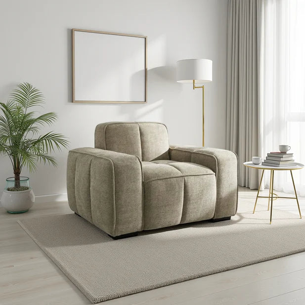 Paris Channel Tufted Armchair In Beige