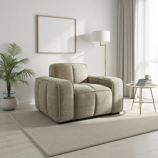 Paris Channel Tufted Armchair In Beige