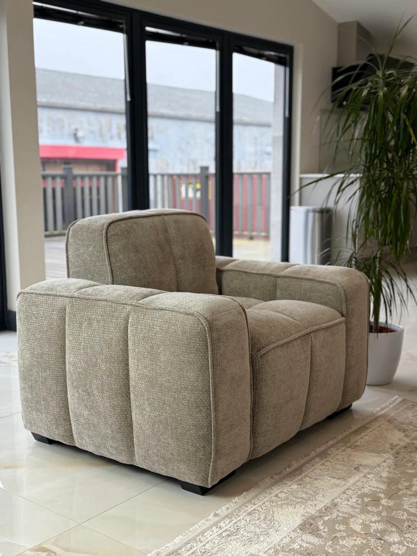 Paris Channel Tufted Armchair In Beige - Furniture One Shop