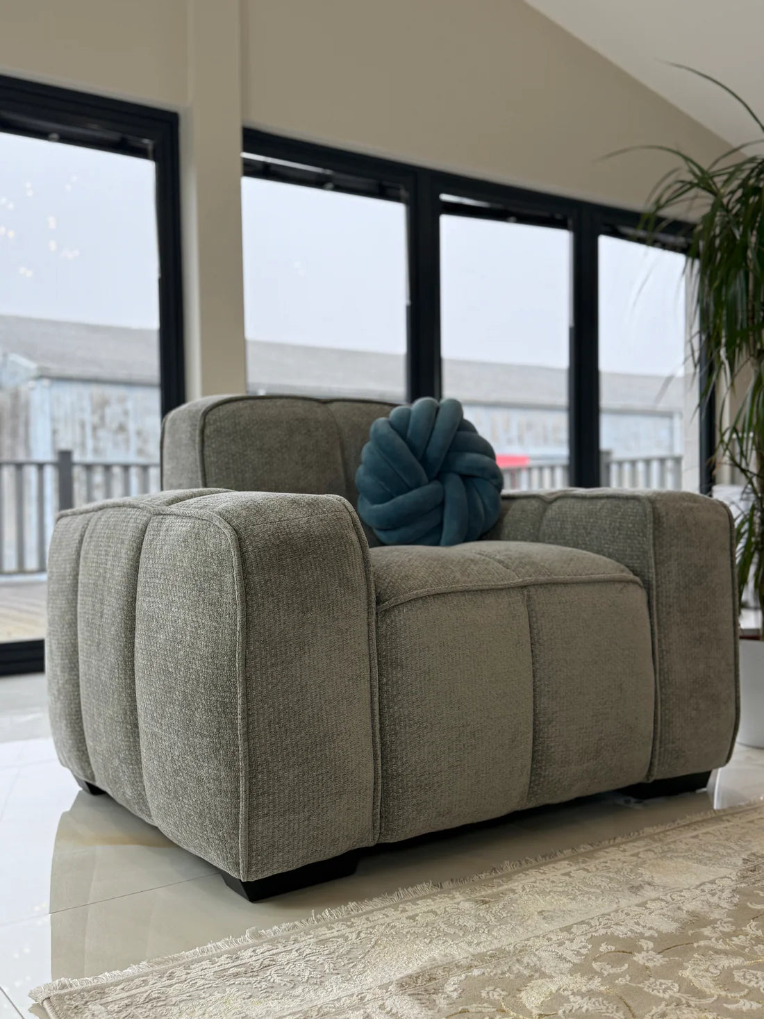 Paris Channel Tufted Armchair In Grey - Furniture One Shop