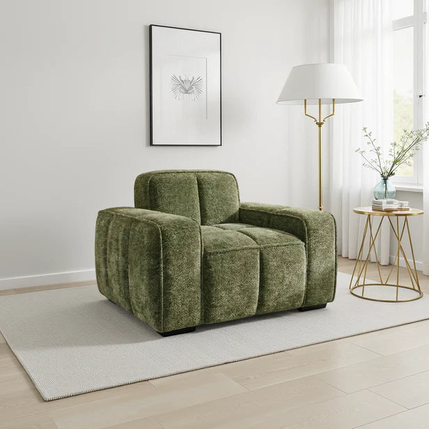 Paris Channel Tufted Armchair In Olive