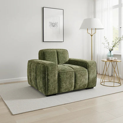 Paris Channel Tufted Armchair In Olive