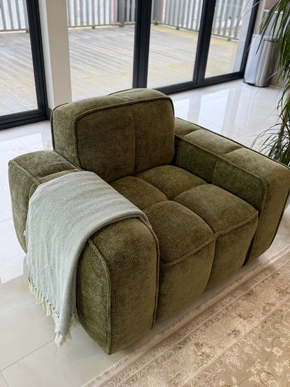 Paris Channel Tufted Armchair In Olive