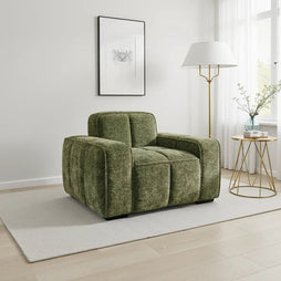 Paris Channel Tufted Armchair In Olive