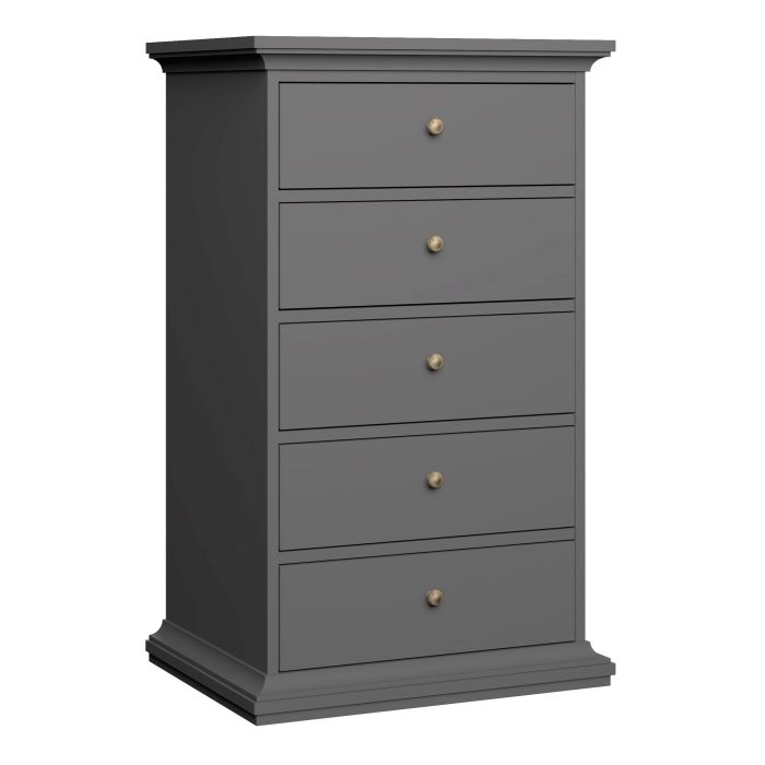 Paris Chest 5 drawers in Matt Grey - UK