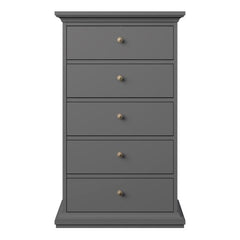 Paris Chest 5 drawers in Matt Grey - UK - Furniture One Shop