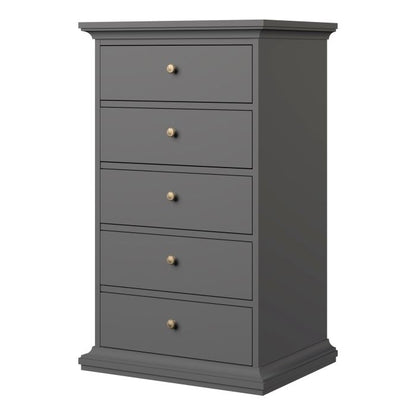 Paris Chest 5 drawers in Matt Grey - UK