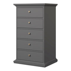 Paris Chest 5 drawers in Matt Grey - UK - Furniture One Shop