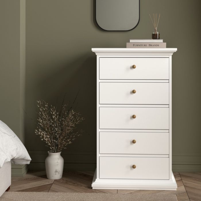 Paris Chest 5 drawers in White - UK