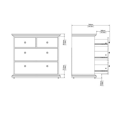 Paris Chest of 4 Drawers in Matt Grey - UK