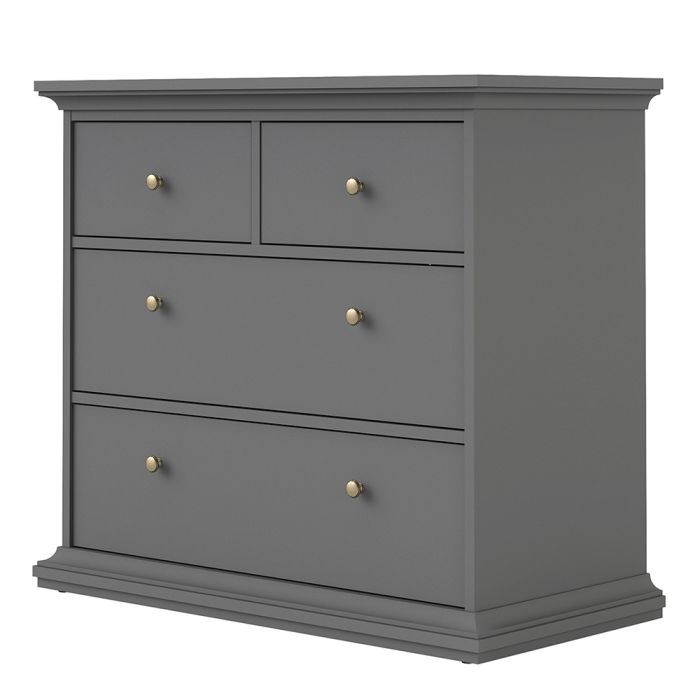 Paris Chest of 4 Drawers in Matt Grey - UK