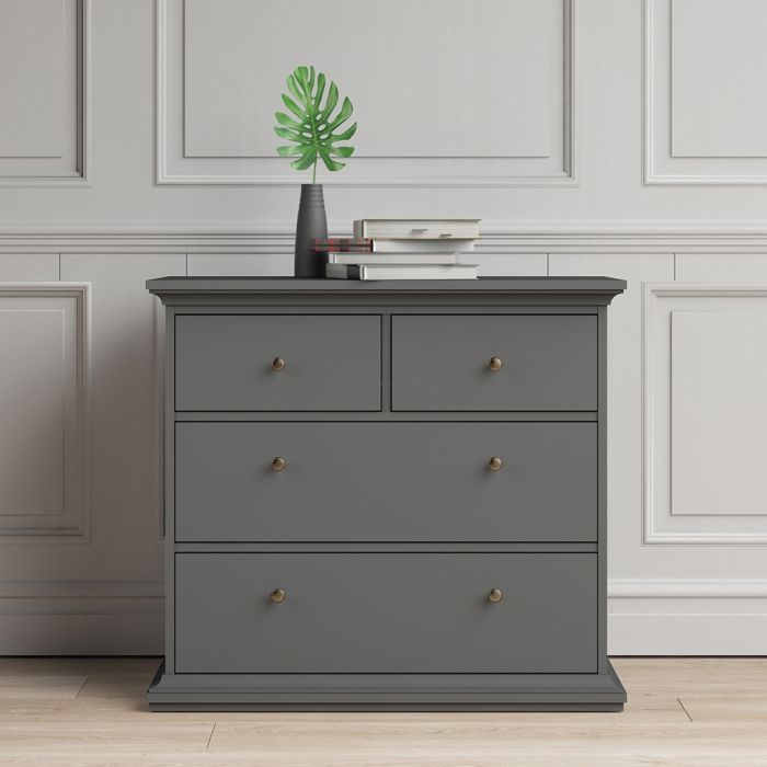 Paris Chest of 4 Drawers in Matt Grey - UK