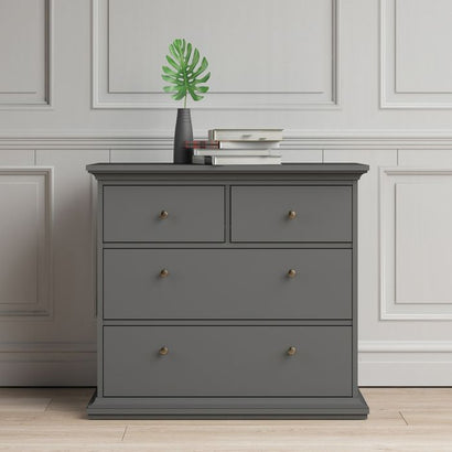 Paris Chest of 4 Drawers in Matt Grey - UK