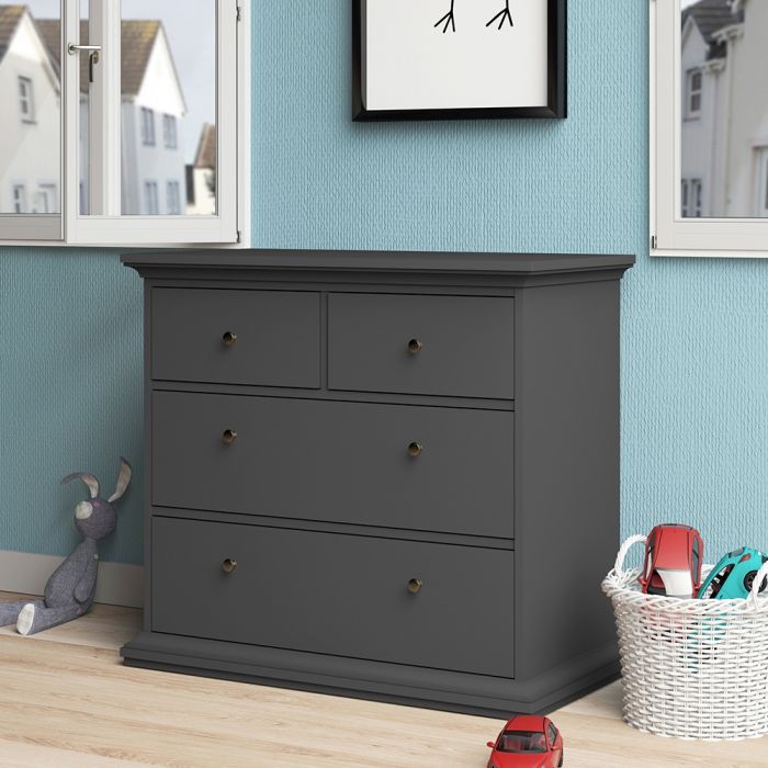 Paris Chest of 4 Drawers in Matt Grey - UK