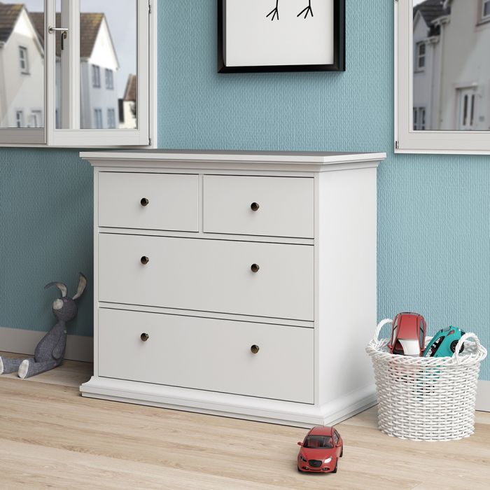 Paris Chest of 4 Drawers in White - UK