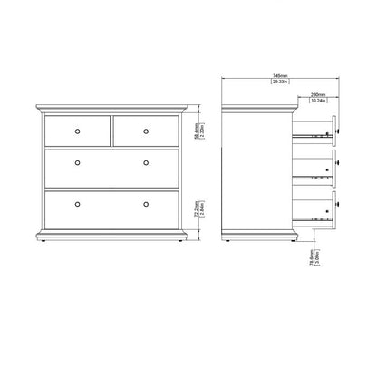 Paris Chest of 4 Drawers in White - UK