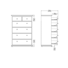 Paris Chest of 6 Drawers in Matt Grey - UK