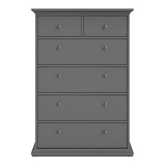 Paris Chest of 6 Drawers in Matt Grey - UK