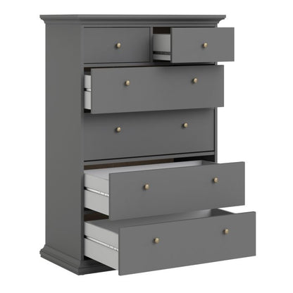 Paris Chest of 6 Drawers in Matt Grey - UK