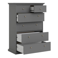 Paris Chest of 6 Drawers in Matt Grey - UK