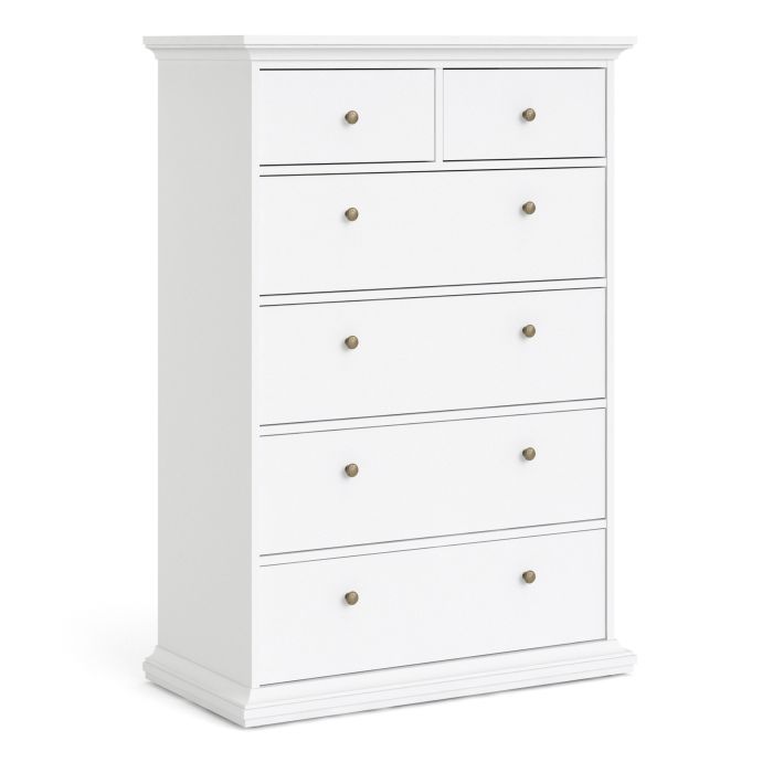 Paris Chest of 6 Drawers in White - UK