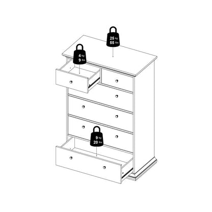 Paris Chest of 6 Drawers in White - UK