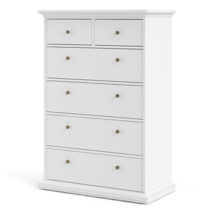 Paris Chest of 6 Drawers in White - UK