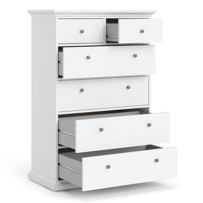 Paris Chest of 6 Drawers in White - UK