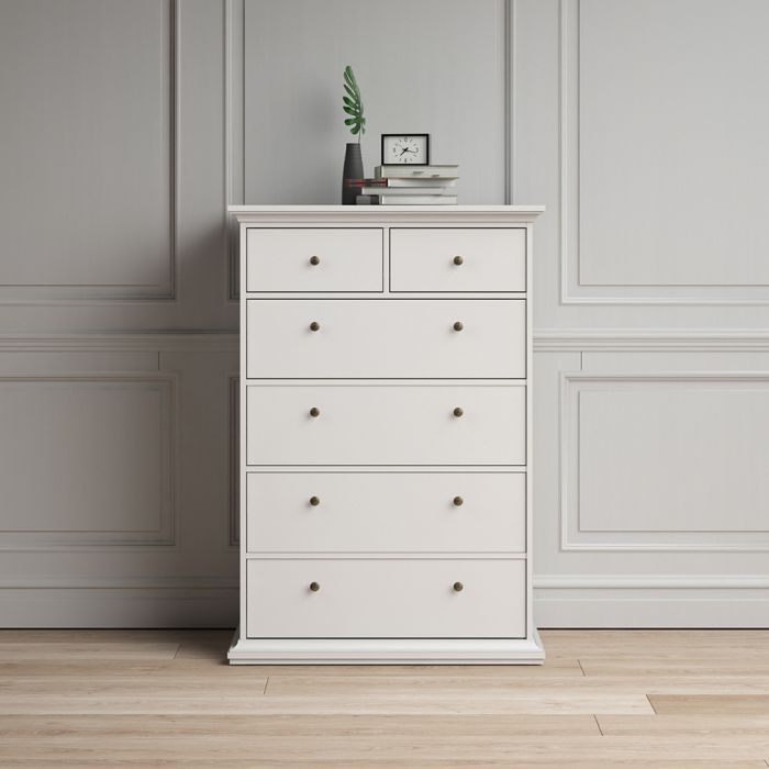 Paris Chest of 6 Drawers in White - UK