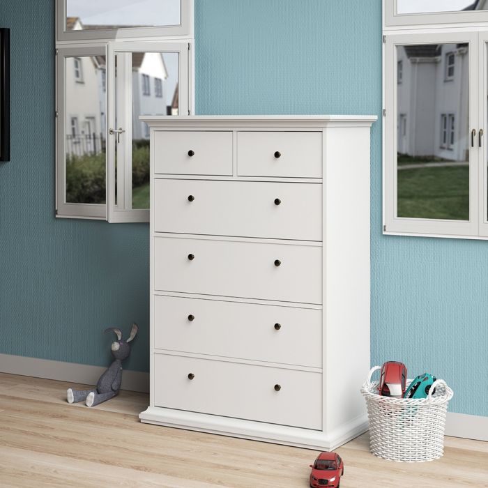 Paris Chest of 6 Drawers in White - UK