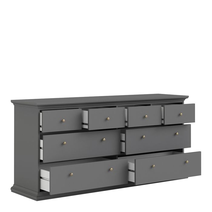Paris Chest of 8 Drawers in Matt Grey - UK